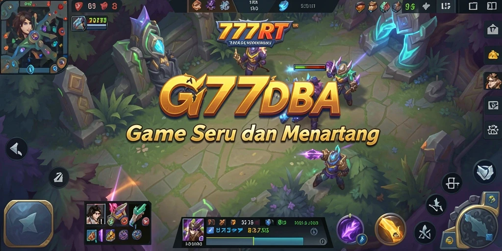 Screenshot gameplay <strong>777RT</strong> menampilkan aksi pertempuran MOBA yang intens.