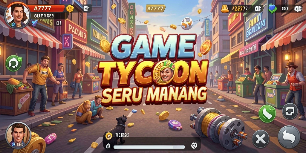 Tampilan gameplay <strong>A7777</strong> yang menampilkan manajemen bisnis.