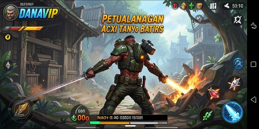 Tangkapan layar dari gameplay aksi menegangkan di DANAVIP.