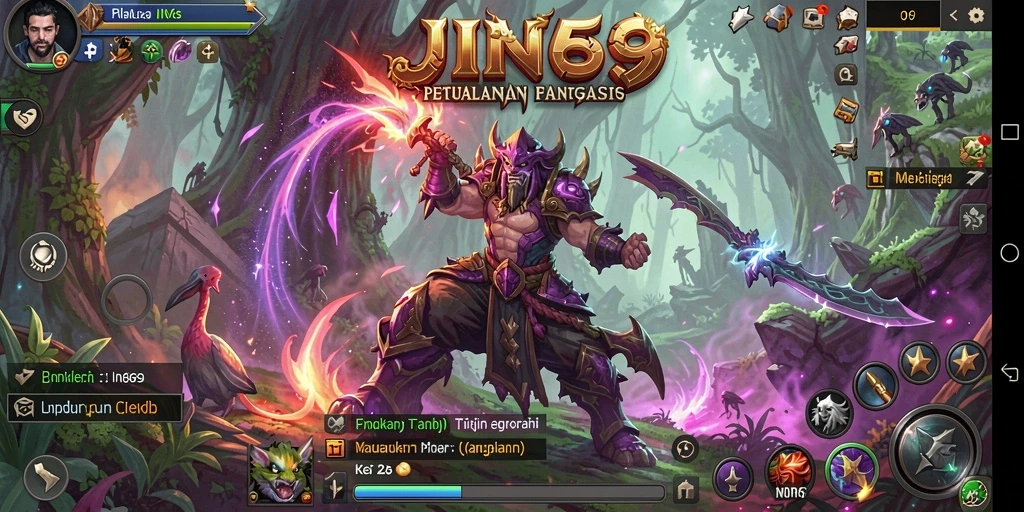 Screenshot menunjukkan aksi pertempuran yang menegangkan dalam JIN69.