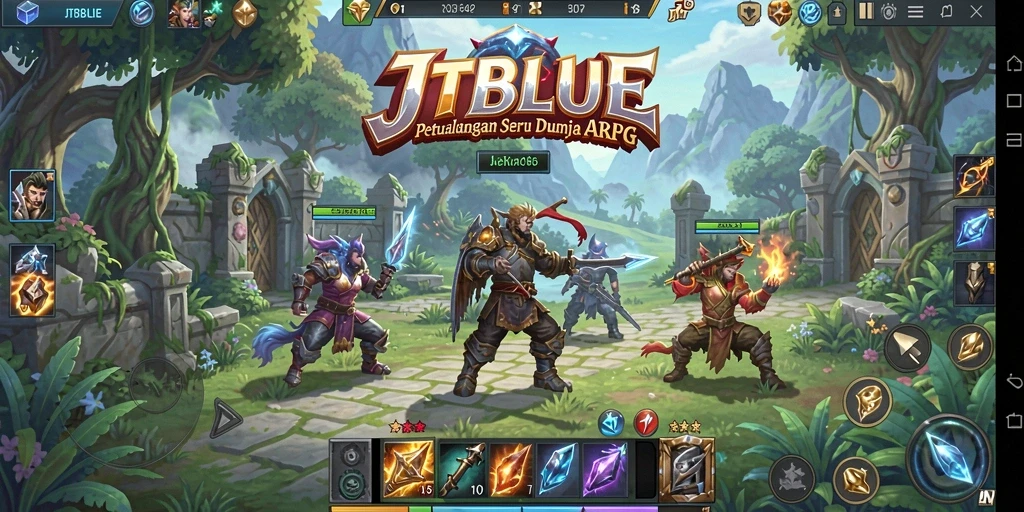 Screenshot gameplay JTBLUE menunjukkan aksi pertempuran yang mendebarkan.