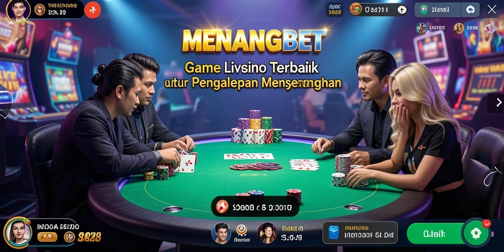 Tampilan Menangbet yang menampilkan dealer langsung dan permainan seru.