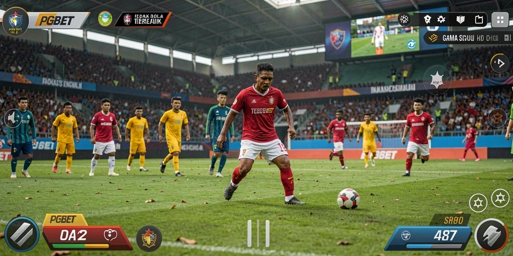 Screenshot PGBET menampilkan aksi seru di lapangan sepak bola.