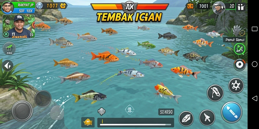 Tangkapan layar RAKYATJP menampilkan gameplay Tembak Ikan yang seru.