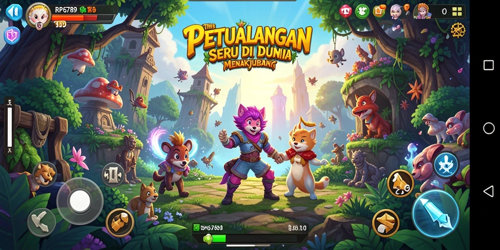 Tampilan gameplay RP6789 yang menunjukkan karakter menjelajah dunia petualangan.