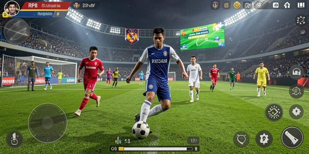 Tangkapan layar gameplay RP8 dengan aksi olahraga intens.