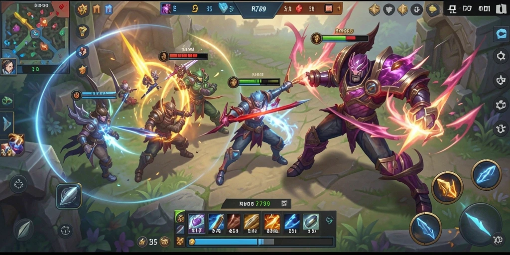 Gameplay seru dari RR789 menampilkan pertempuran strategis di arena MOBA.