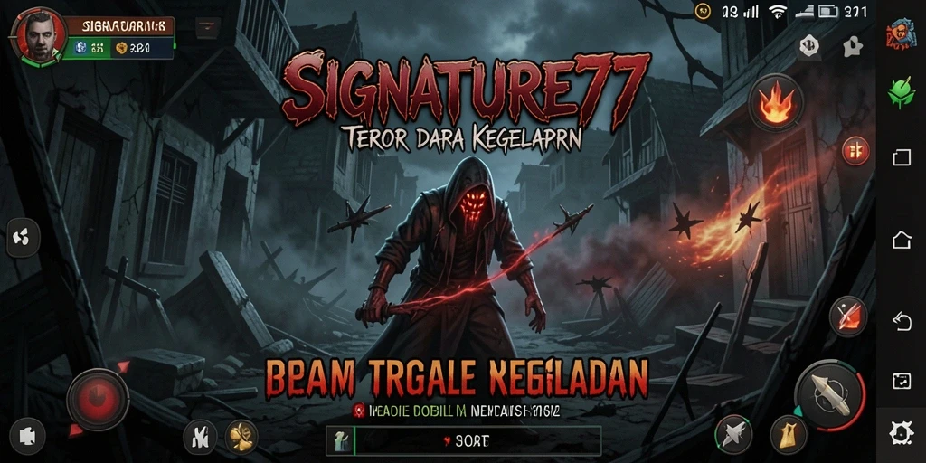 Tangkapan layar menegangkan dari gameplay SIGNATURE77 dengan suasana Horror.