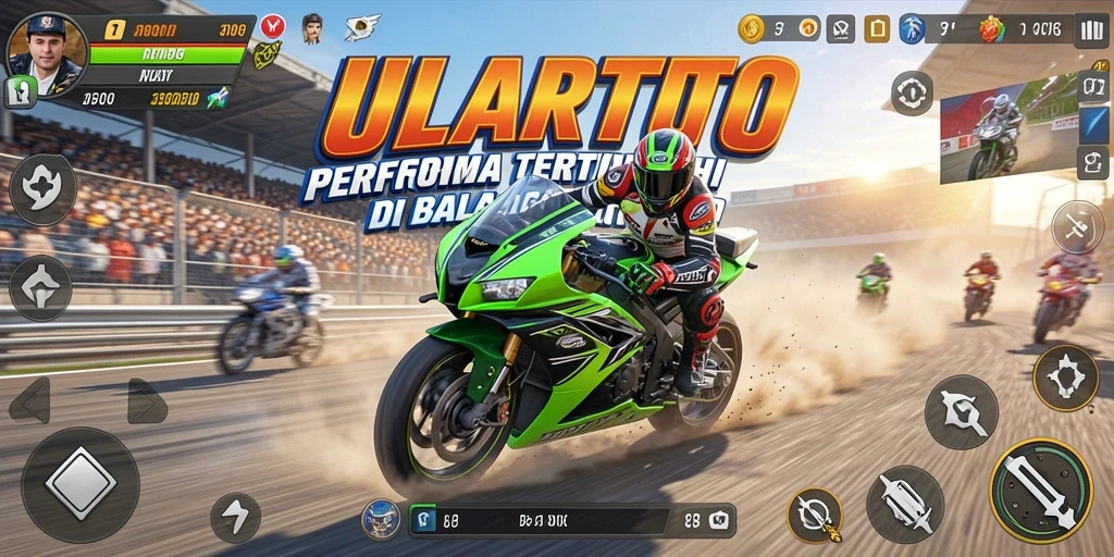 Tampilan gameplay mendebarkan dari ULARTOTO saat bersaing di lintasan balap.